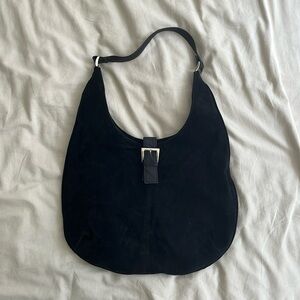 Suede black tote bag